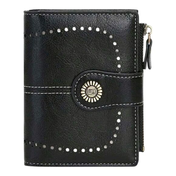 Stylish Black Leather Wallet with Stud Accents - Picture 4 of 10